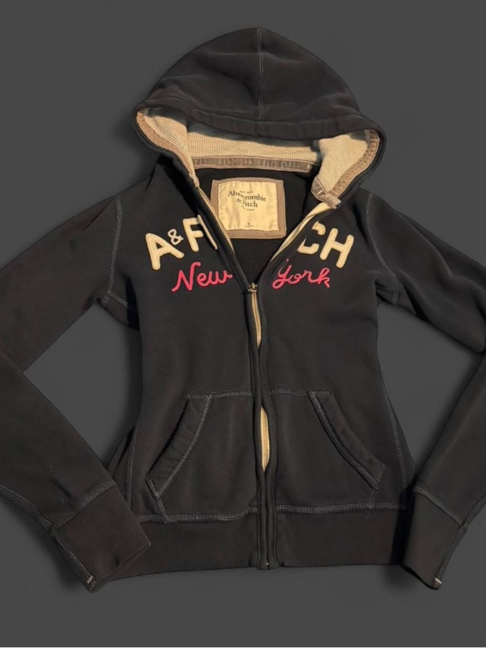 Abercrombie & Fitch Black Hoodie with Pink Script
